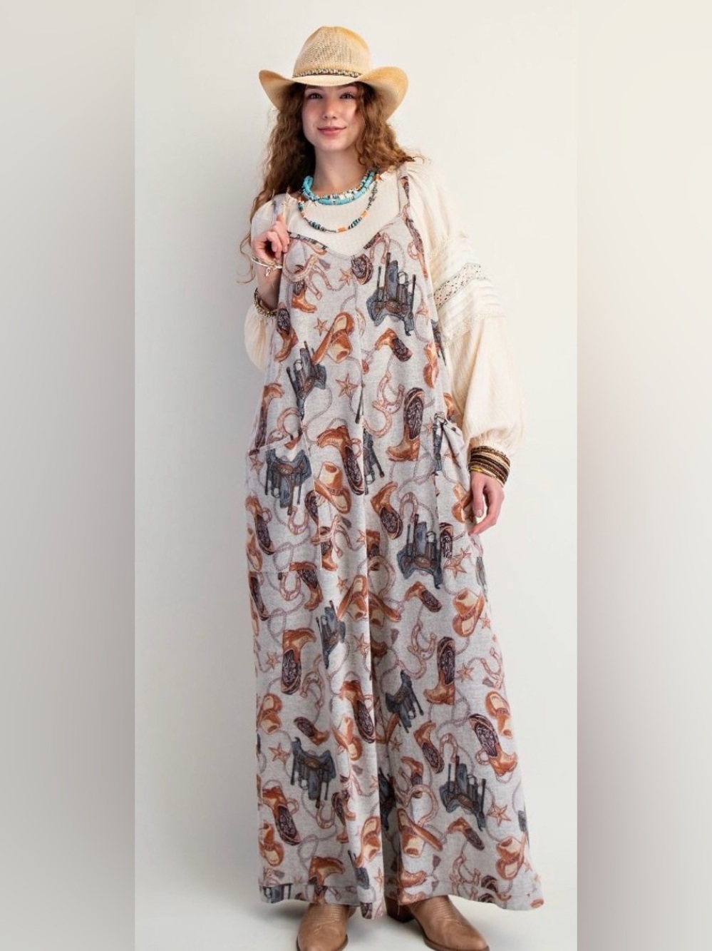 Easel WESTERN PRINTED BRUSHED HACCI JUMPSUIT